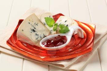 Blue Brie cheese and strawberry jam