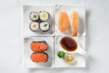 Various types of sushi - overhead