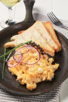Breakfast  - Scrambled eggs and toasted bread 