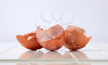 Empty brown egg shells - closeup