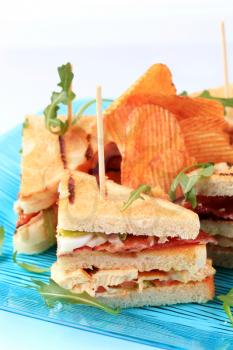 Club sandwiches and crisps