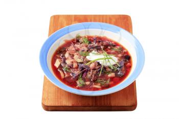 Borscht - Red beet soup with cabbage and beef