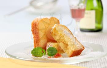 Slices of pound cake on plate 