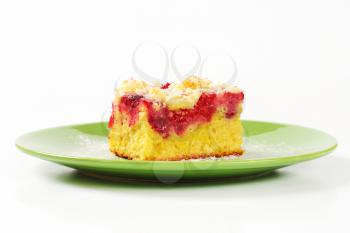 Piece of raspberry crumb cake