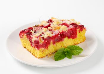Piece of raspberry crumb cake