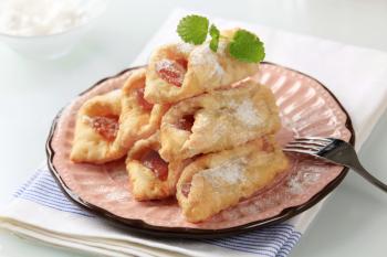 Hungarian cream cheese pastries with apricot filling