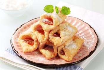 Hungarian cream cheese pastries with apricot filling