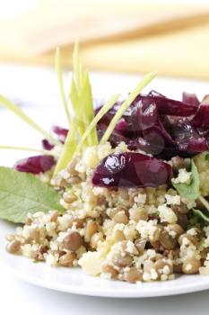 Couscous with lentils and Spanish onion - detail