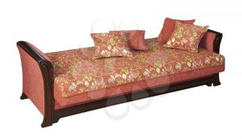Wooden sofa with floral pattern upholstery - cutout