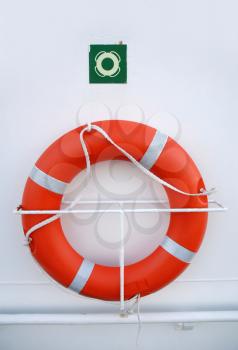 Lifebuoy on the side of a boat    