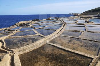 Salt evaporation ponds off the coast of Gozo 