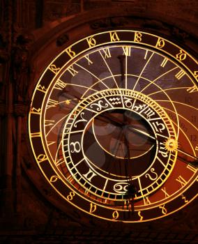 Prague Astronomical Clock at night, Czech Republic