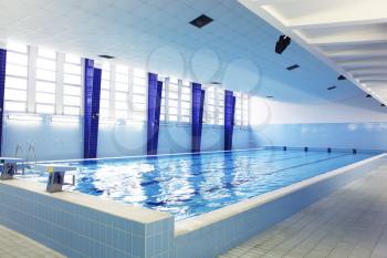 Indoor swimming pool with two starting blocks
