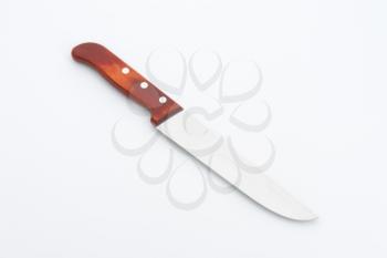 Slicing knife with wooden handle