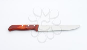 Slicing knife with wooden handle