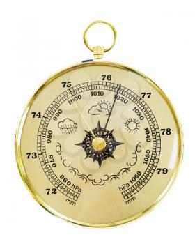 Closeup of an old barometer isolated on white
