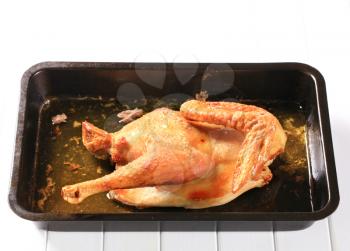 Roast chicken in a baking tray