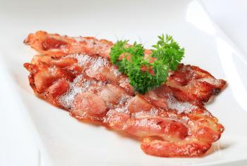 Crispy pan-fried strips of bacon