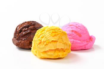 Three scoops of ice cream - studio shot