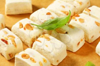 Soft nougat with peanuts and fruit