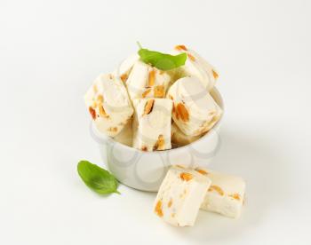 Soft nougat with peanuts and fruit