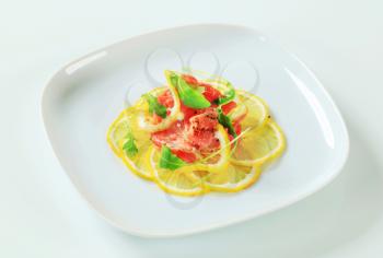 Beef Carpaccio on nest of thinly sliced lemon