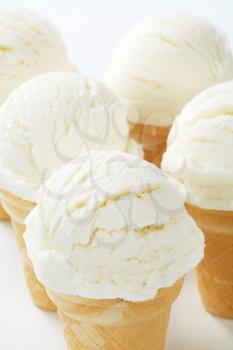 Studio shot of white ice cream cones