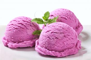 Scoops of blueberry ice cream