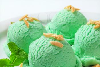 Scoops of light green ice cream