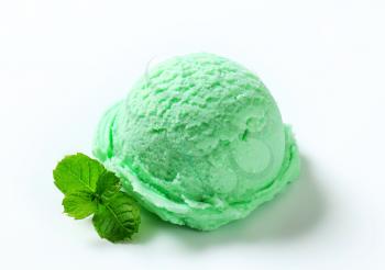 Scoop of light green ice cream 