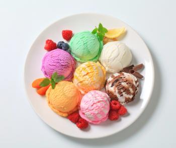 Studio shot of various types of ice cream