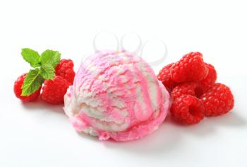 Scoop of raspberry yogurt ice cream 
