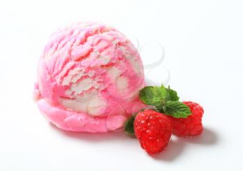 Scoop of raspberry yogurt ice cream 