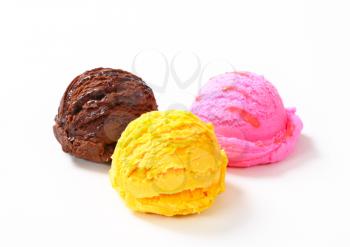 Three scoops of ice cream - studio shot