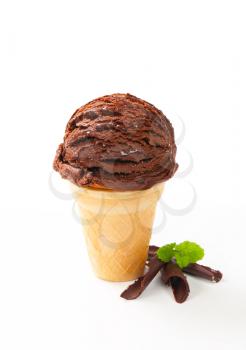 Chocolate ice cream cone - studio shot