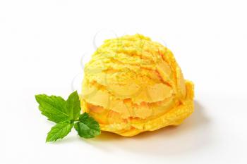 Single scoop of yellow ice cream - studio shot