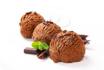 Three scoops of chocolate fudge ice cream