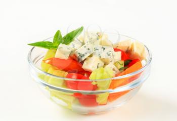 Fresh vegetable salad with diced blue cheese