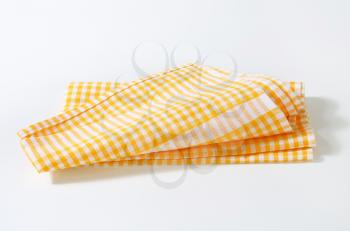Checked yellow linen tea towel