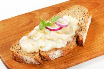 Slice of bread with duck fat spread