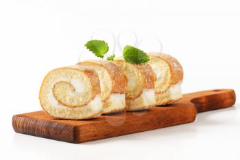 Sponge cake roll with cream filling