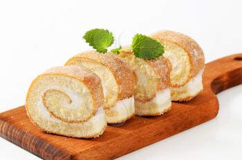 Sponge cake roll with cream filling