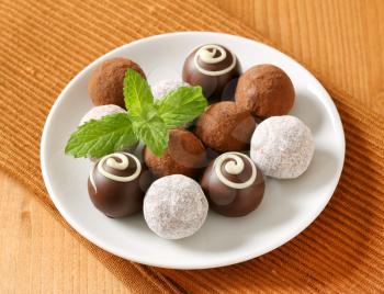 Delicious chocolate truffles with  ganache filling