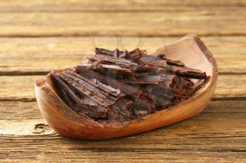 Chocolate shavings in natural edge bowl