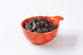 Bowl of homemade plum jam