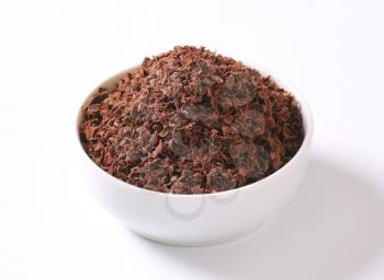 Bowl of grated plain chocolate