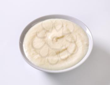 Bowl of smooth milk pudding