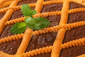 Lattice topped chocolate tart - detail