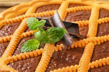 Lattice topped chocolate tart - detail