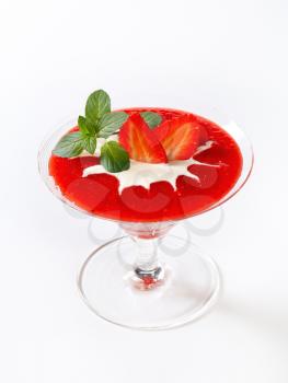 Chilled strawberry puree in martini glass